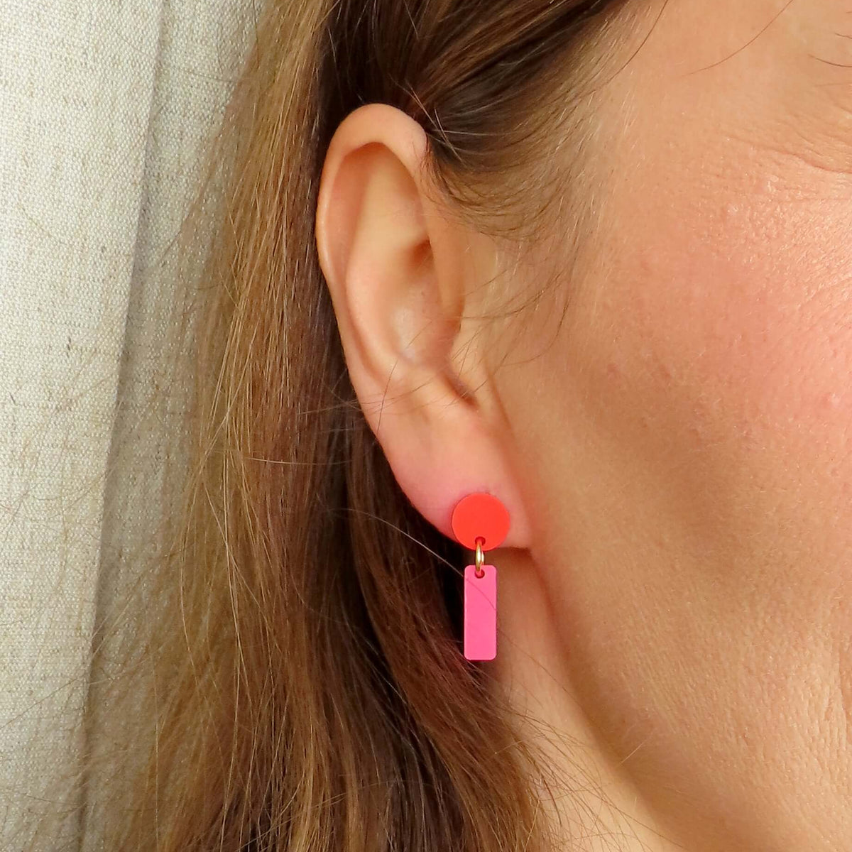 Earrings - Mini Sticks Pink & Blue