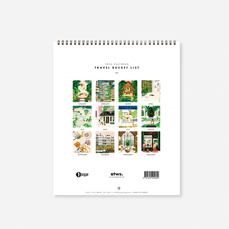 2026 Calendar - Travel Bucketlist