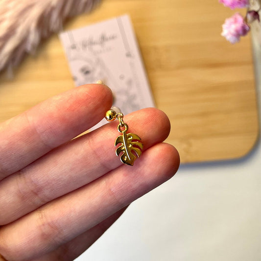 Oorhangers met Monstera Blad - Goud