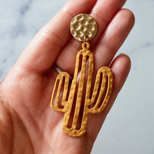 cactus oorringen geel oker