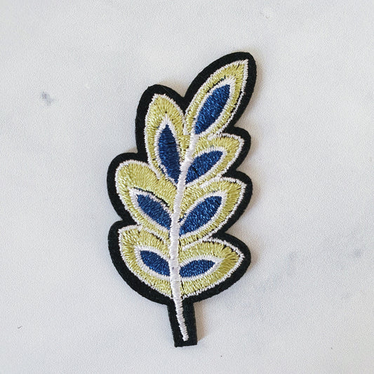 Strijkembleem - Blauwgroen Blad