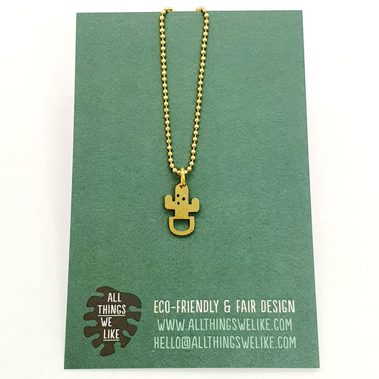 necklace cactus gold