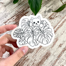 Afbeelding in Gallery-weergave laden, Regenboog Sticker - Monstera met Kat