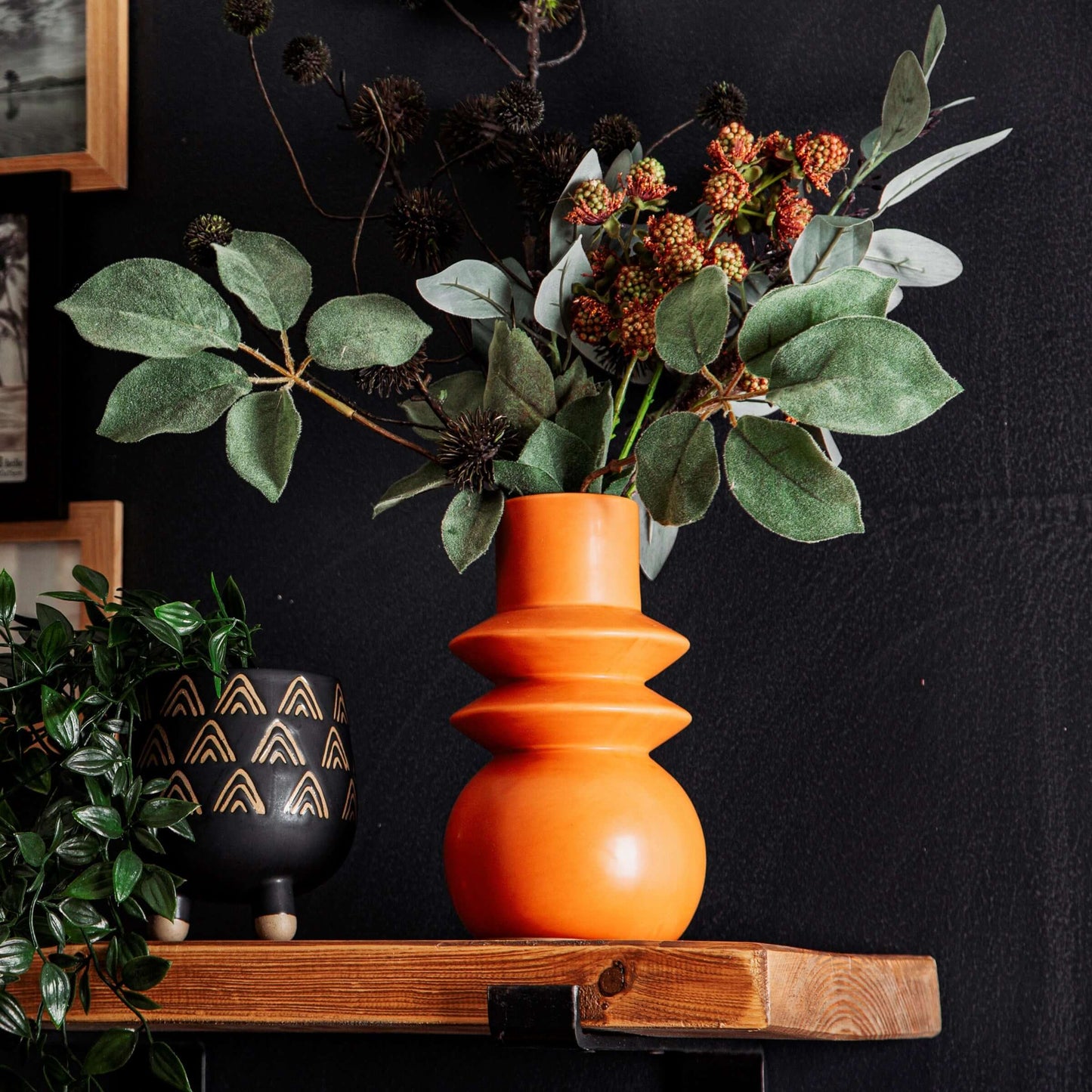 Vaas terracotta totem oranje