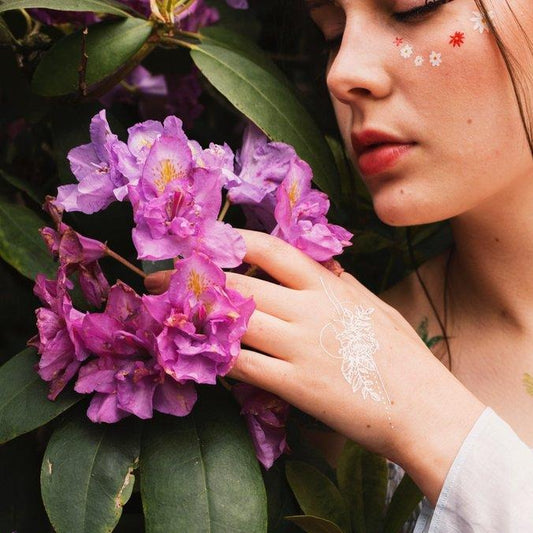 Tattoo - Geometrische Bloemen Wit 2