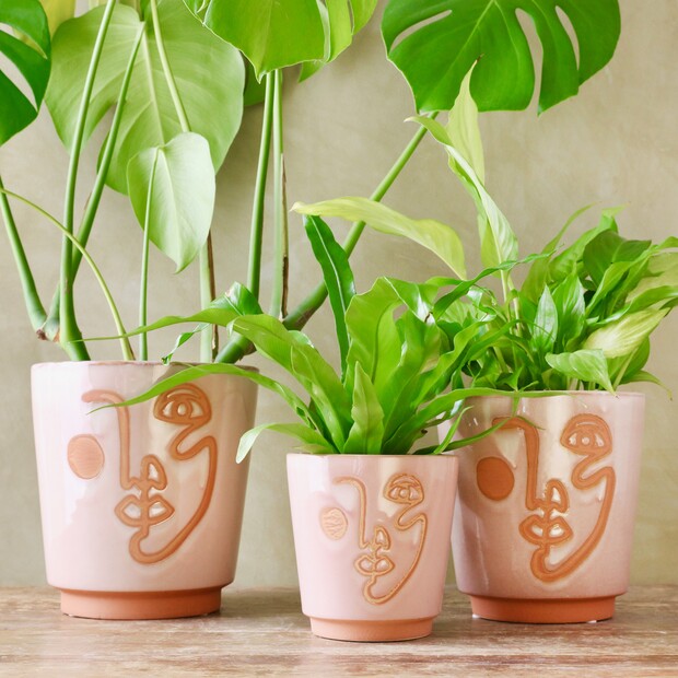 Terracotta Gezicht Potje - Klein