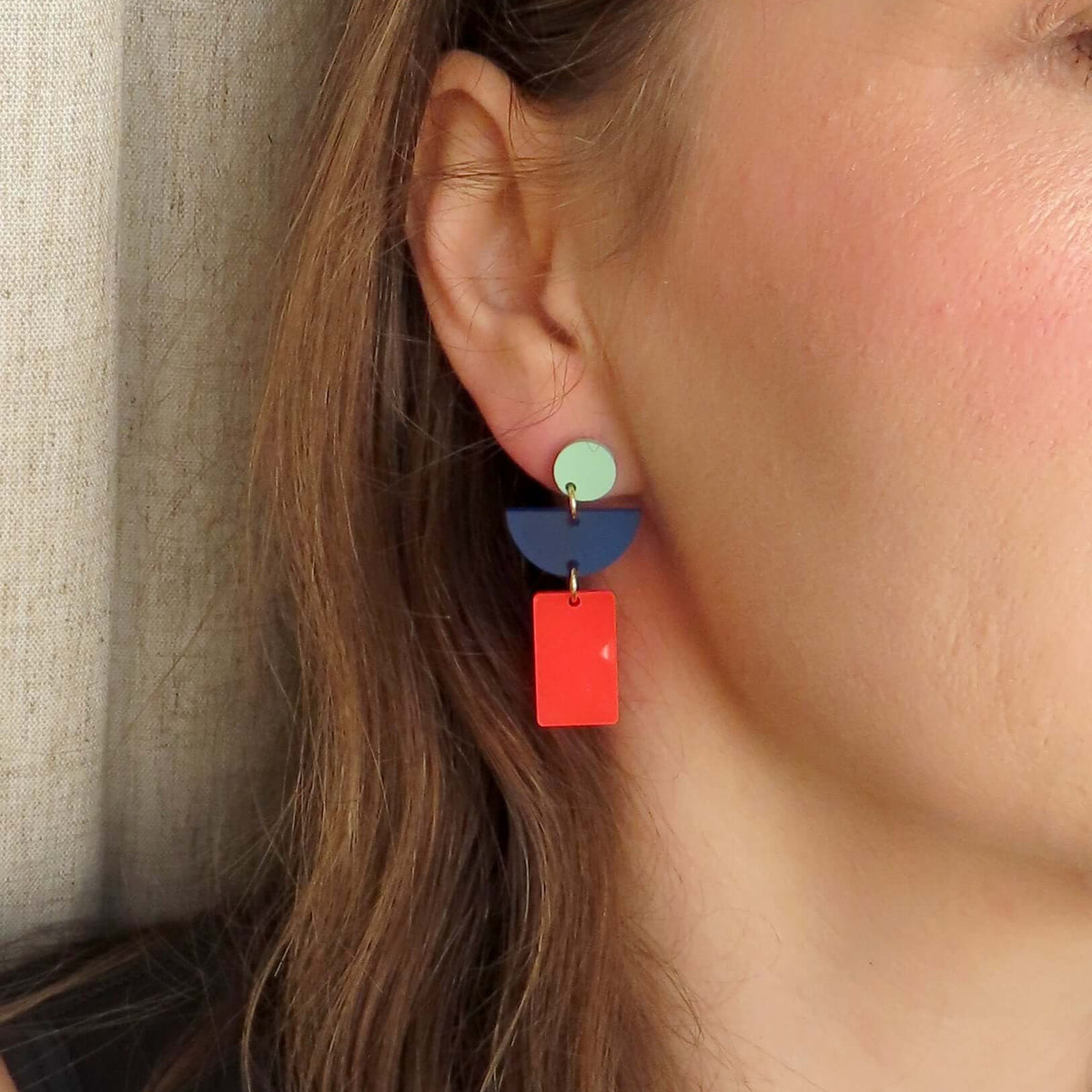 Earrings - Lille Orange, Pink & Neon Red