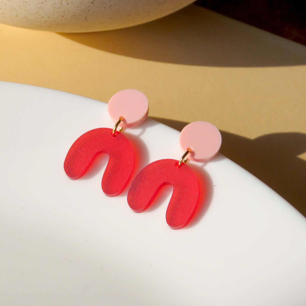 Earrings - Arch Pink & Red