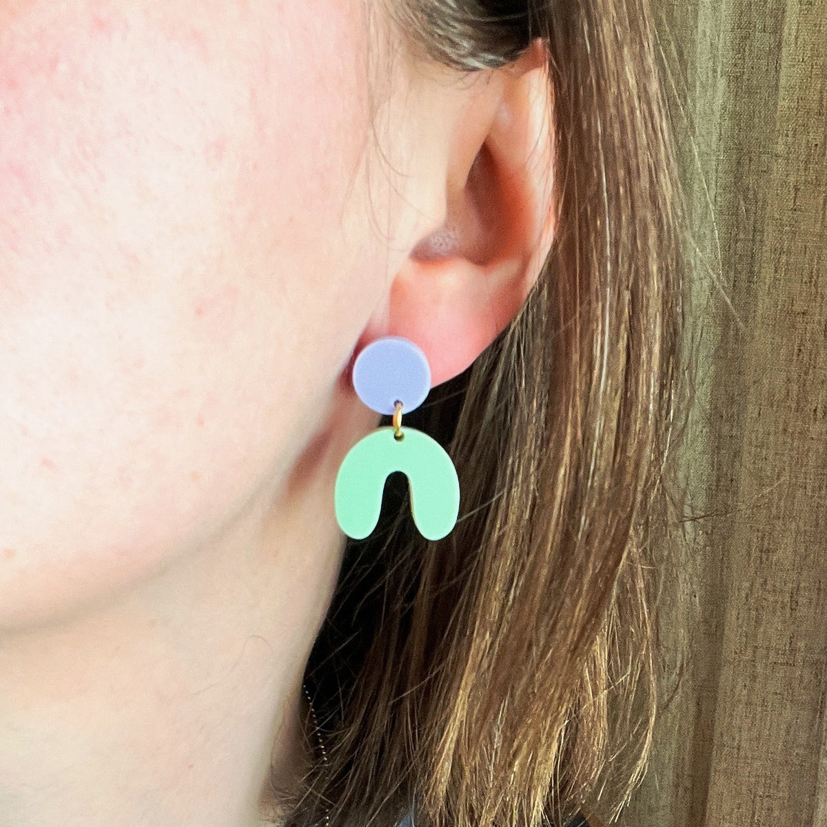Earrings - Arch Lilac & Green