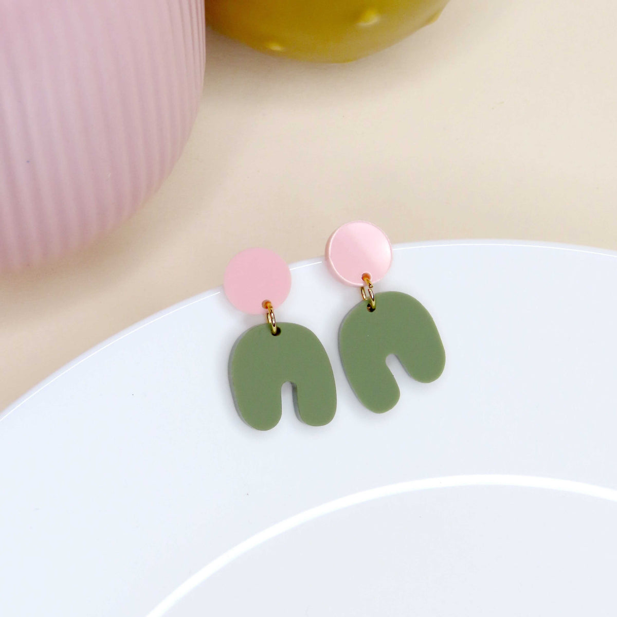 Oorringen - Squishy Boog Roze & Olijfgroen