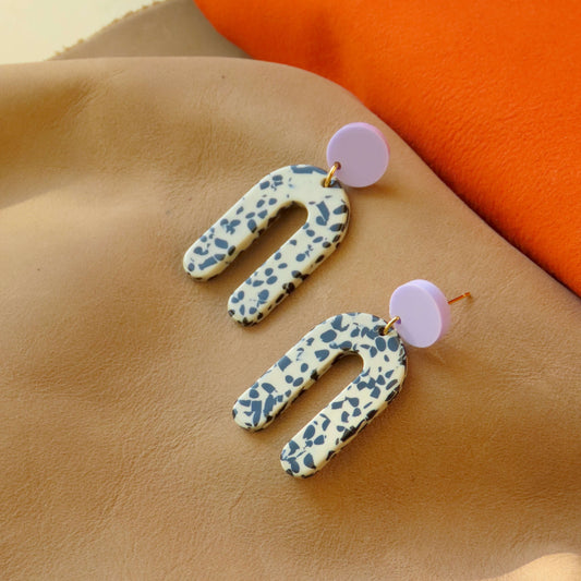 Oorringen - Slim Greige Dots