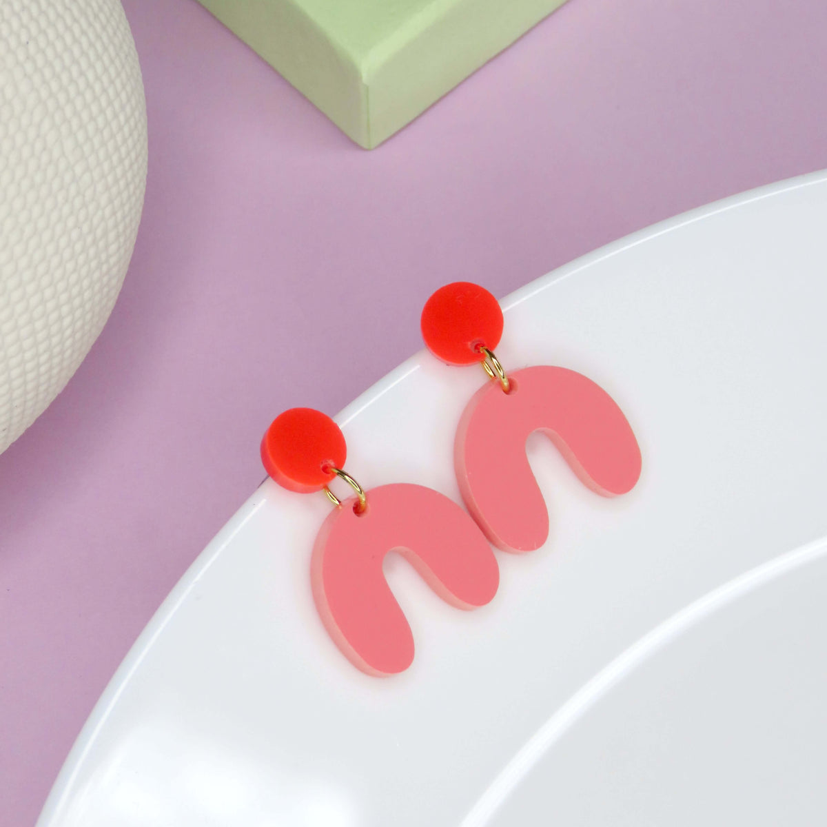 Oorringen - Kleine Boog Rood & Roze