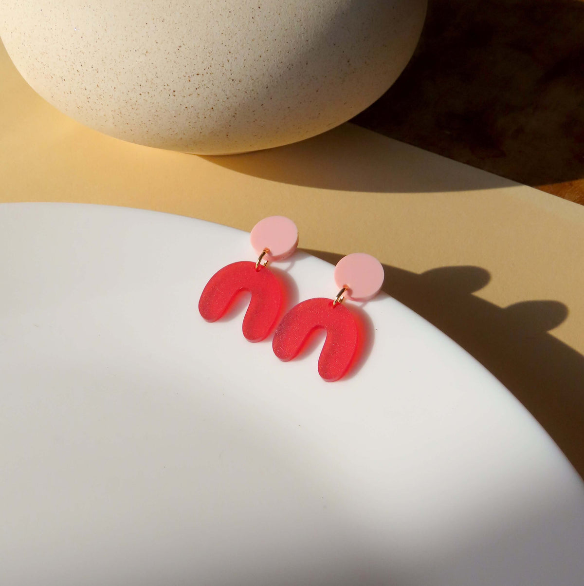 Earrings - Arch Pink & Red