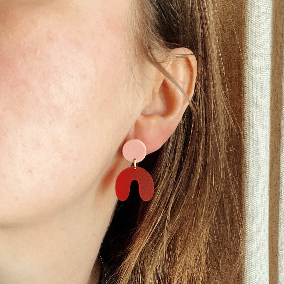 Earrings - Arch Pink & Red