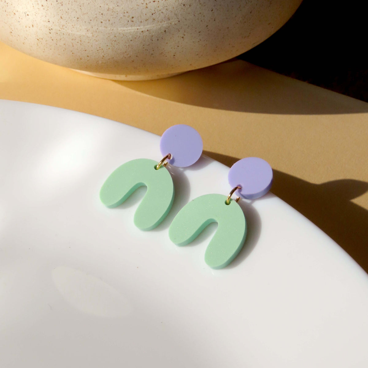 Earrings - Arch Lilac & Green