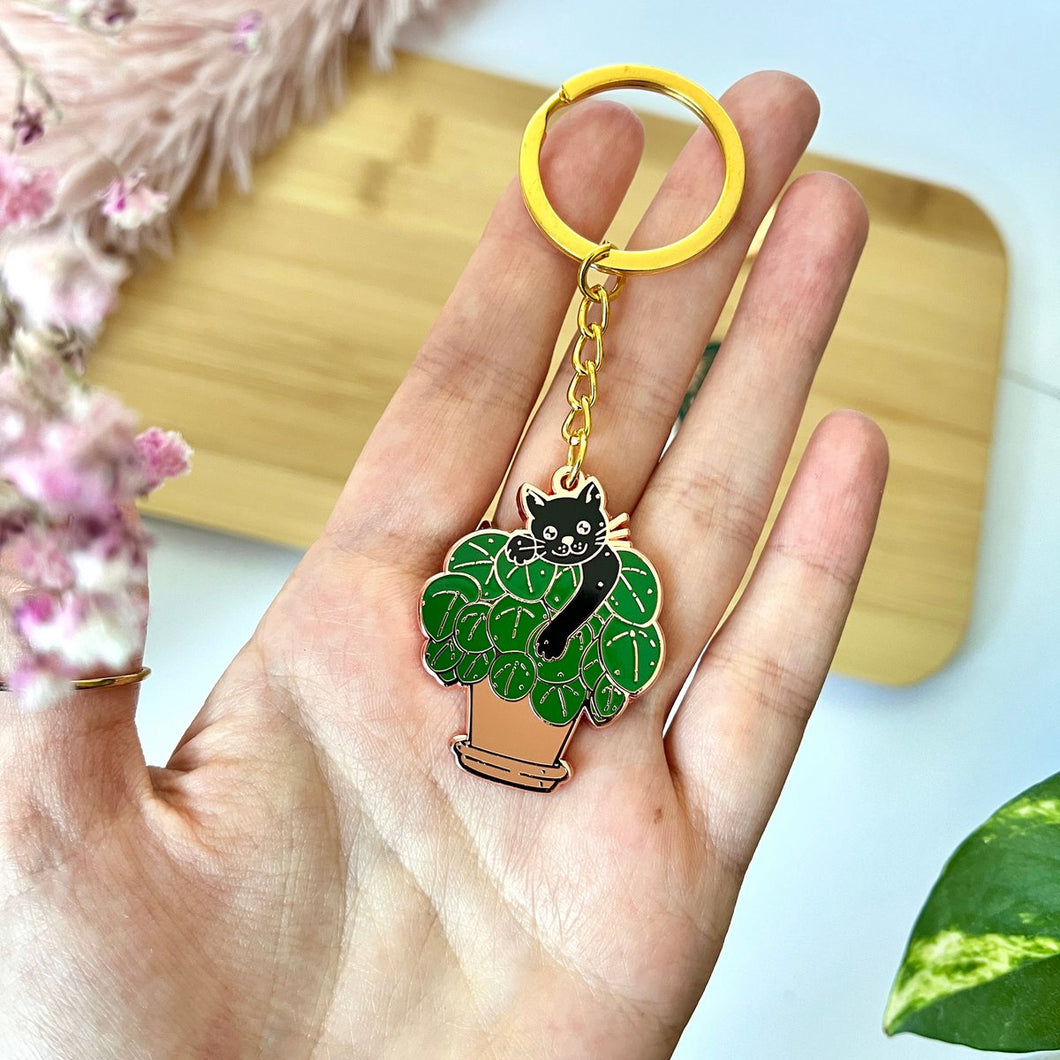 Keychain - Cat & Pilea