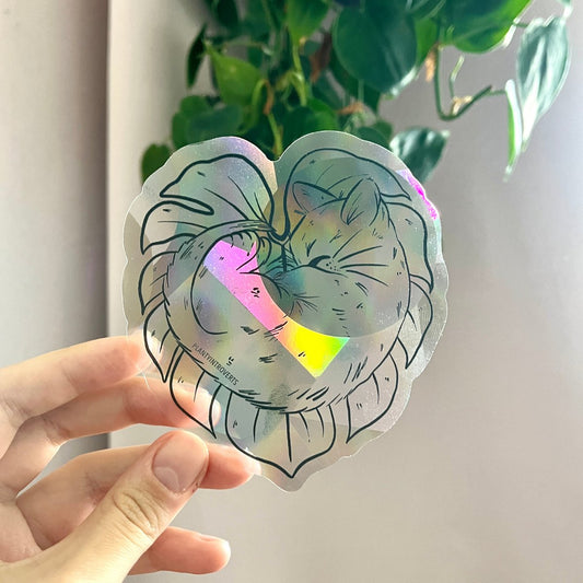 Regenboog Sticker - Monsterablad Met Kat
