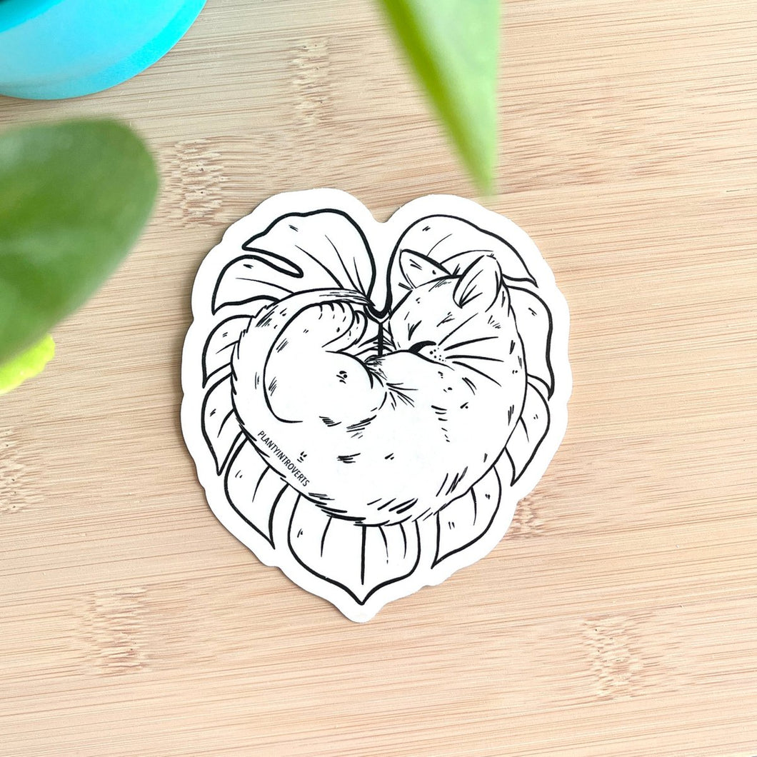 Regenboog Sticker - Monstera Met Kat