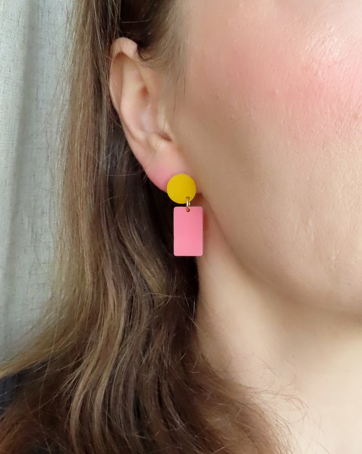 Earrings - Grapefruit Pink & Yellow