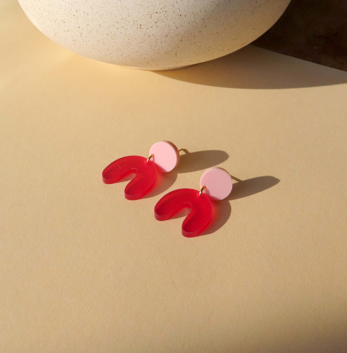 Earrings - Arch Pink & Red