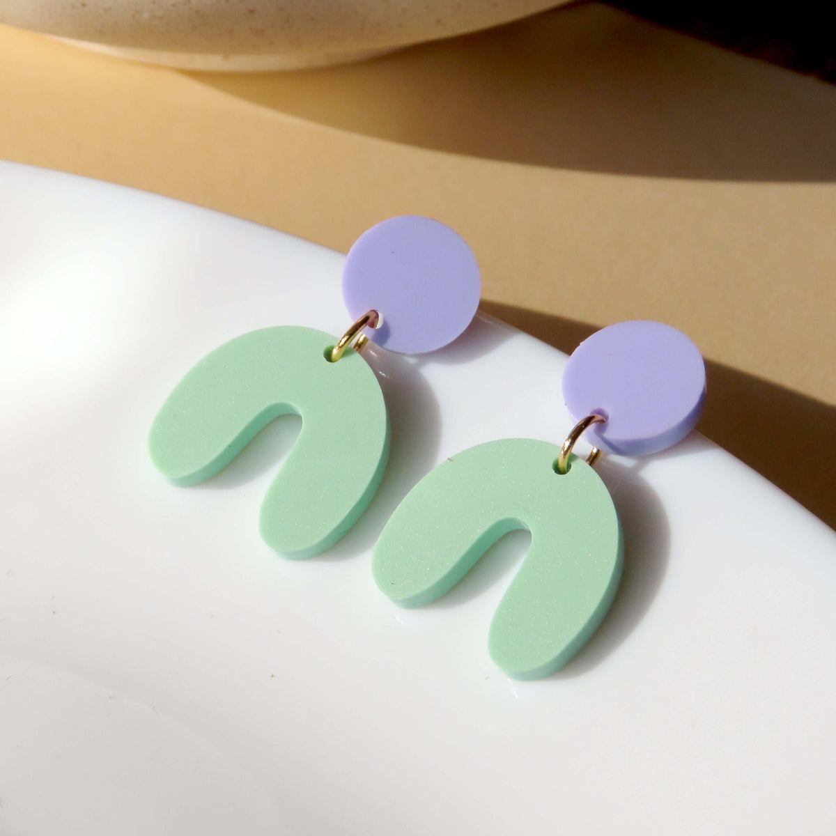 Earrings - Arch Lilac & Green