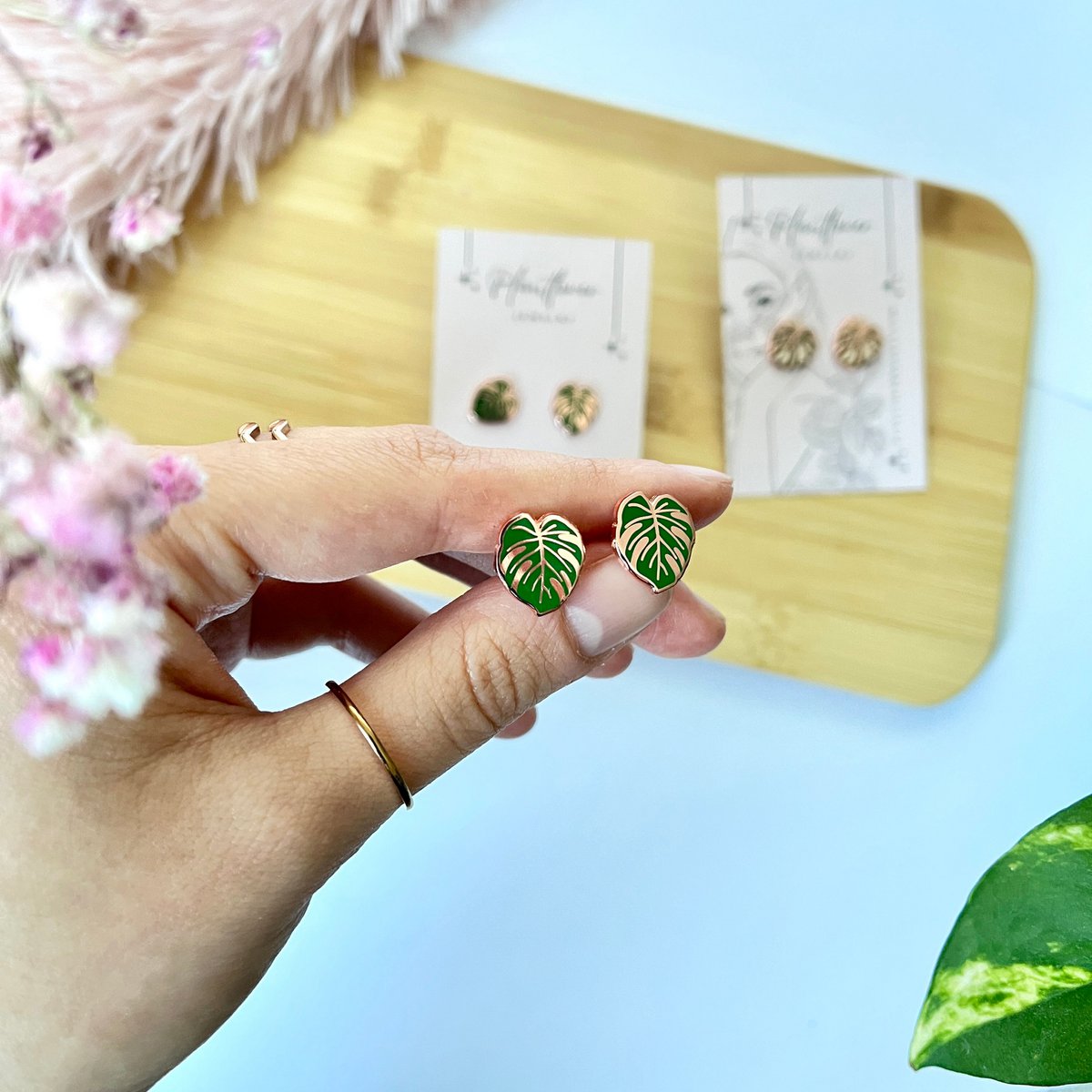 Monstera Leaf Stud Earrings