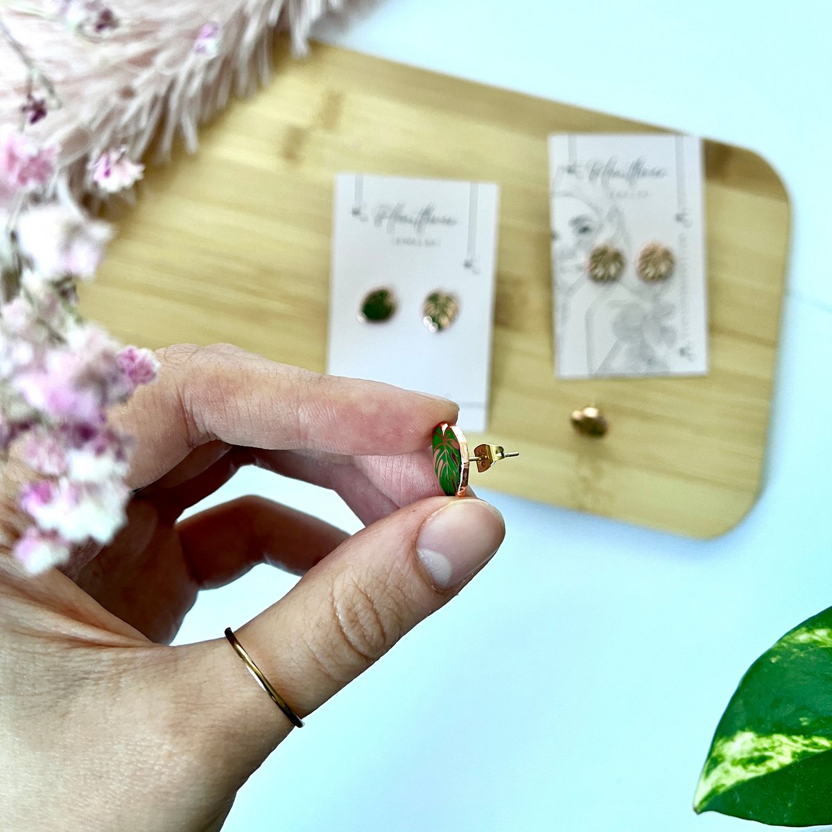 Monstera Leaf Stud Earrings