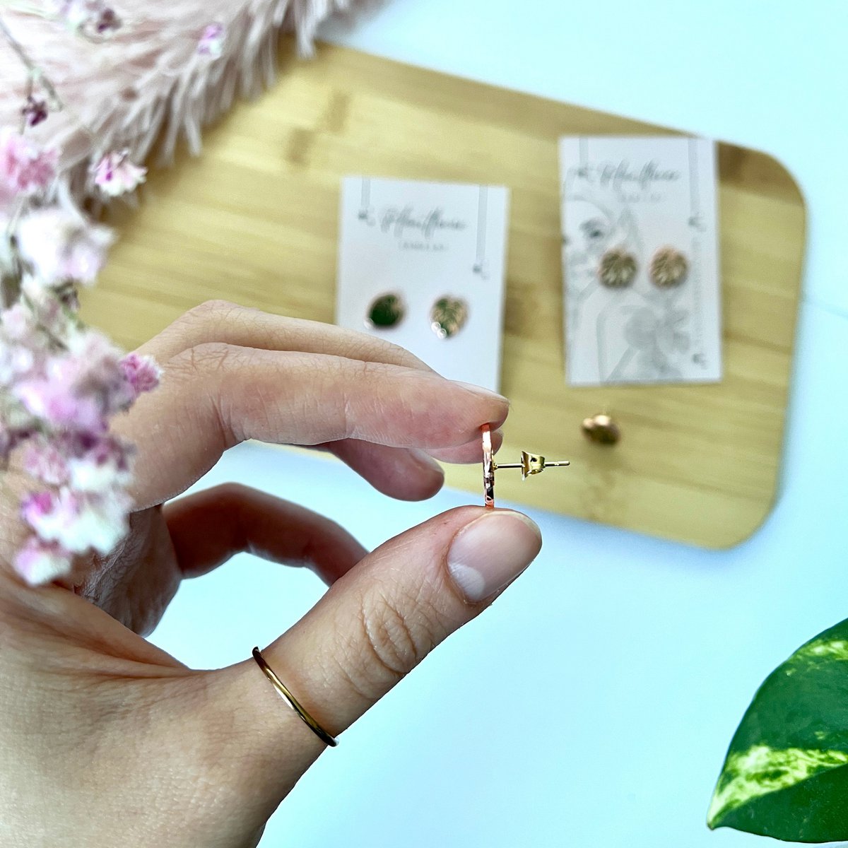 Monstera Leaf Stud Earrings