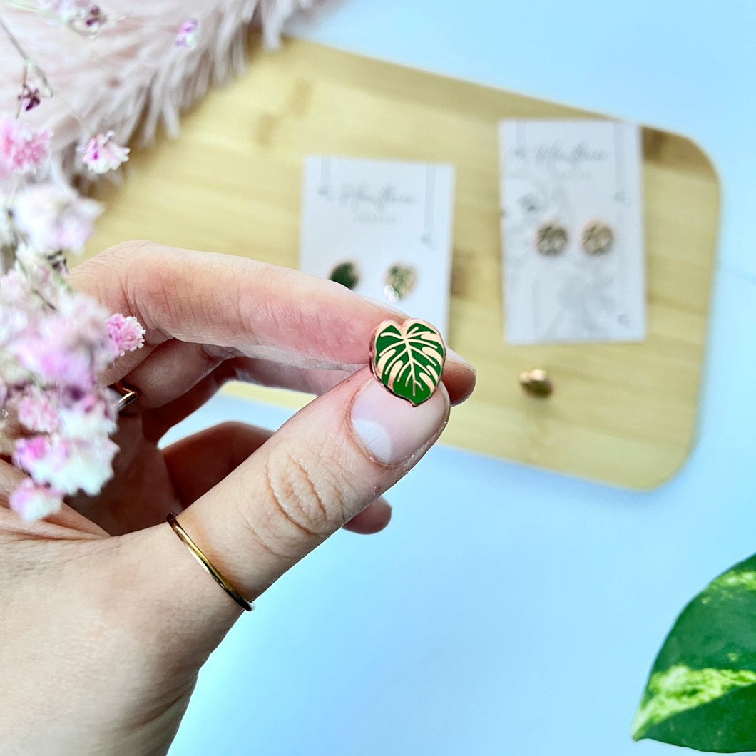 Monstera Leaf Stud Earrings