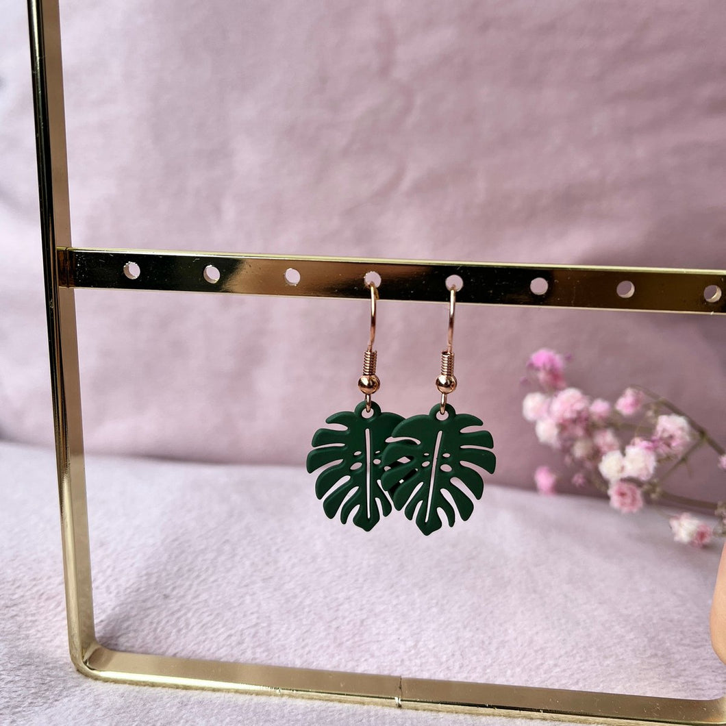 Oorhangers met Monstera Blad - Rose Gold