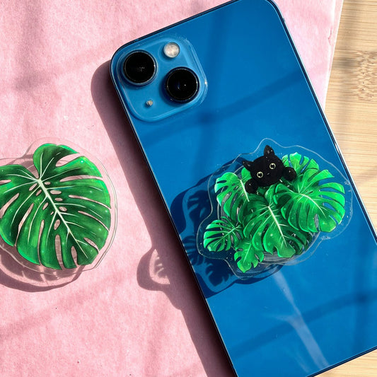 Telefoonbutton - Monstera Met Kat