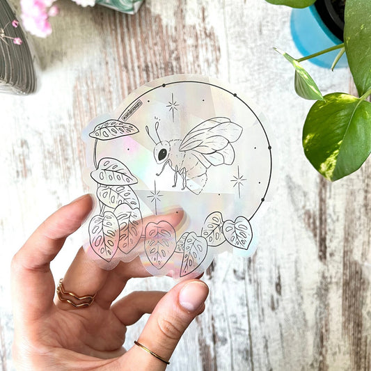 Regenboog Sticker - Bij Met Monstera