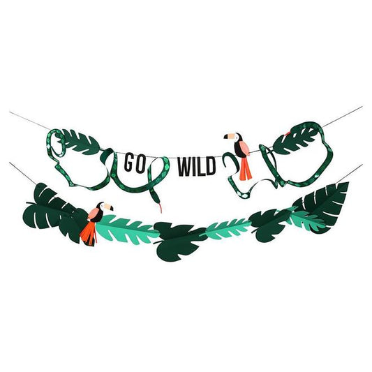 feestslinger jungle groen planten plant love party banner garland