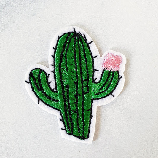 Strijkembleem - Cactus met Bloem