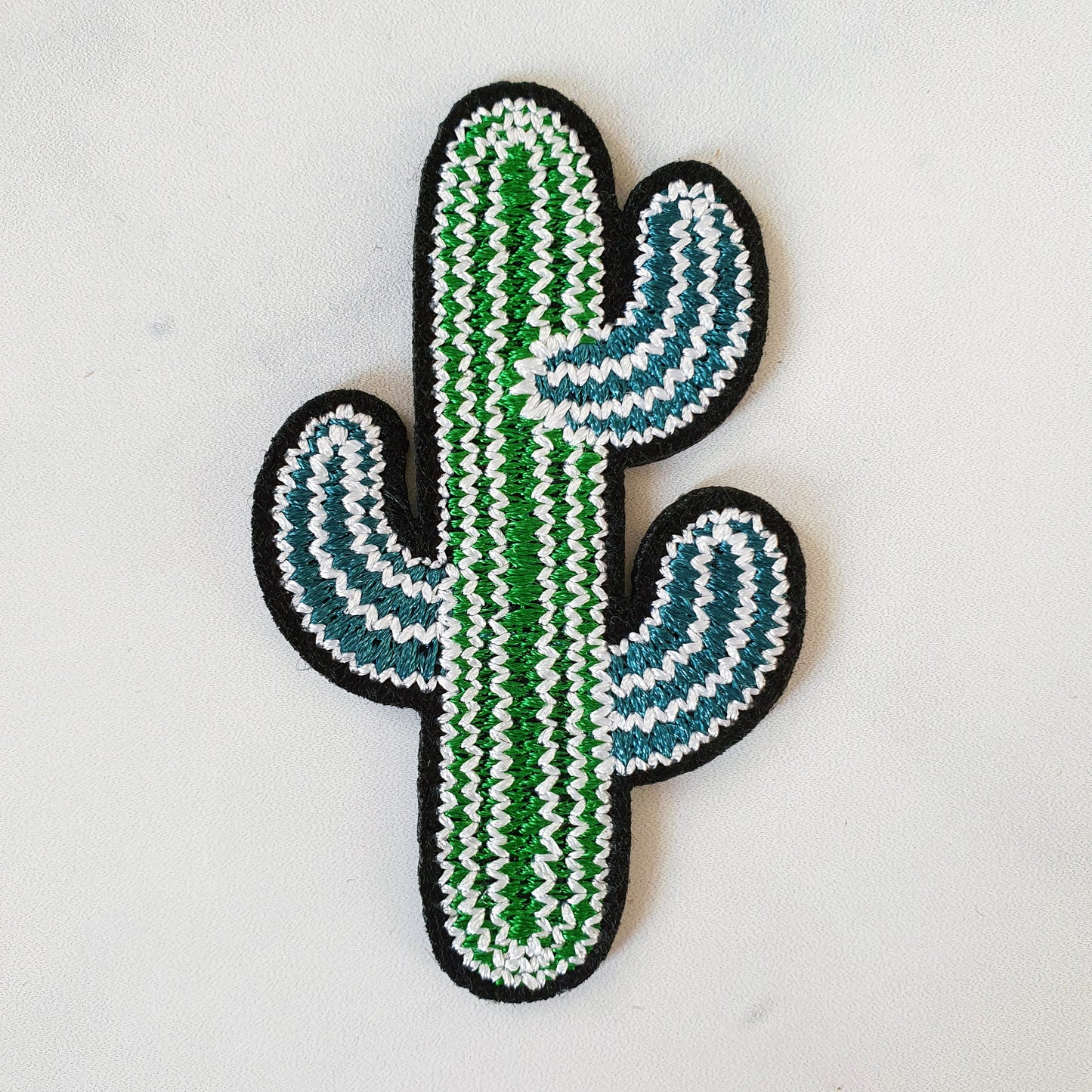 Strijkembleem - Blauwgroene cactus