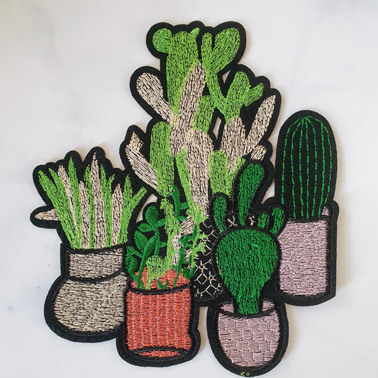 Strijkembleem - Cactusgroepje XL