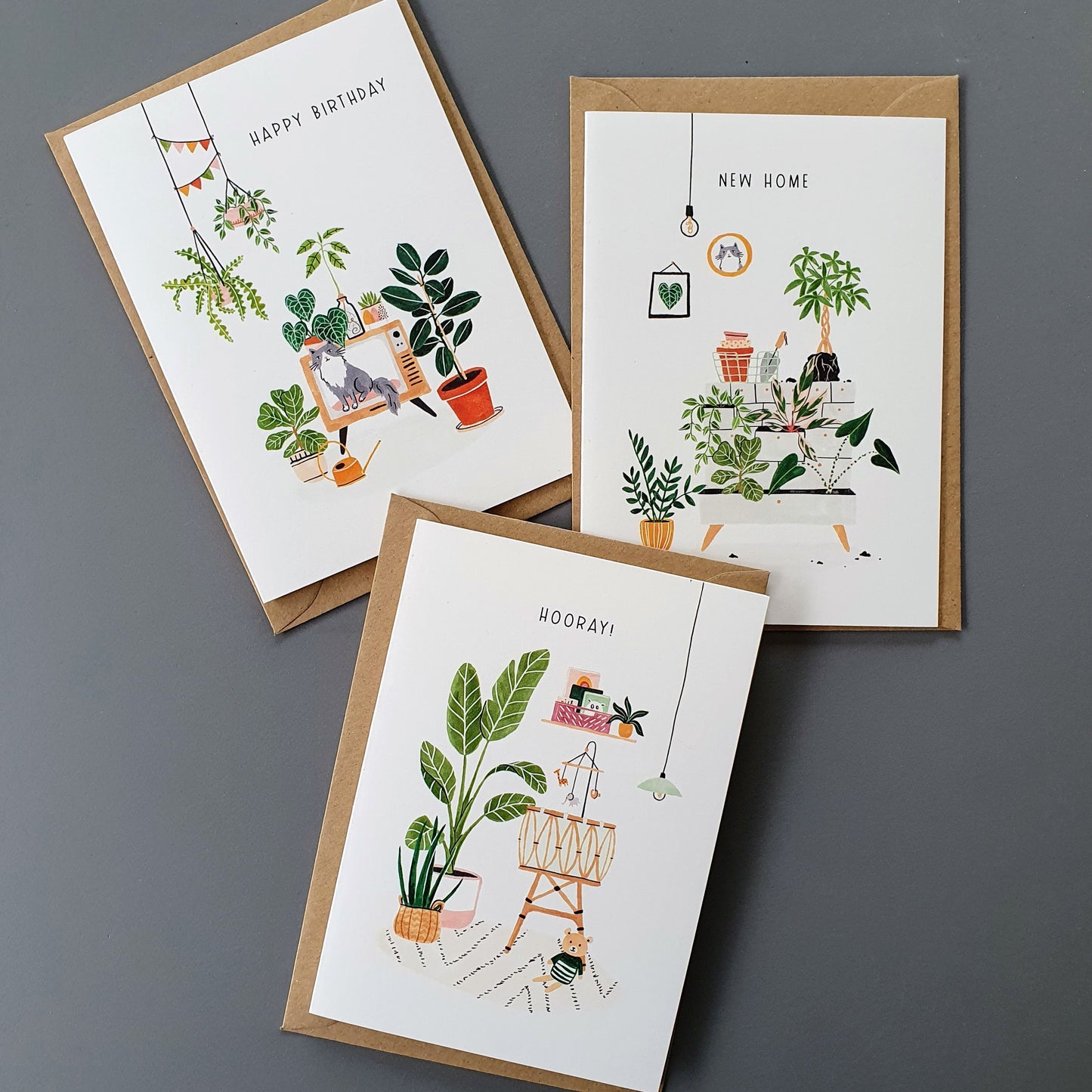 3 Groene Wenskaarten - EN