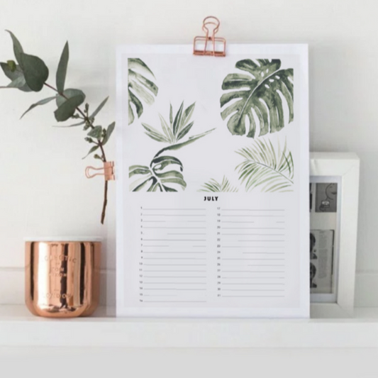calendar tropical watercolor