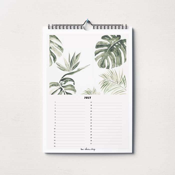 kalender tropisch calendar tropical watercolor