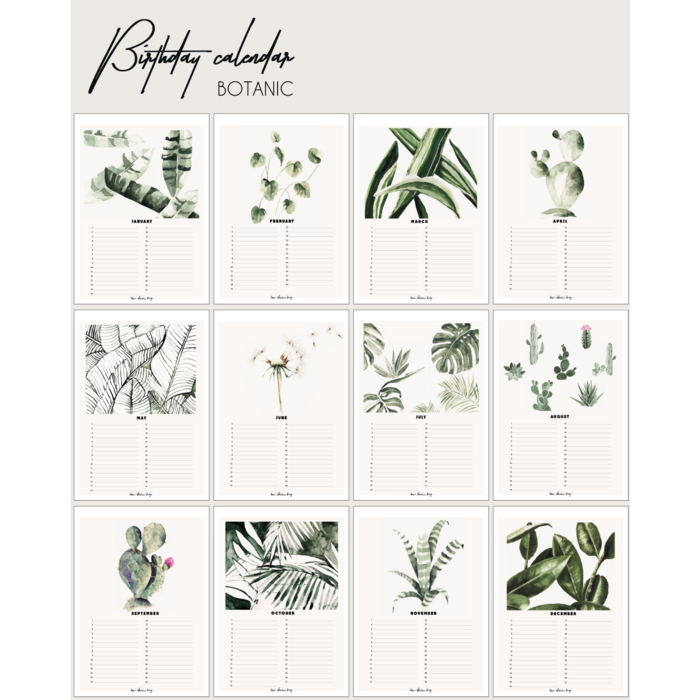 calendar botanical watercolor