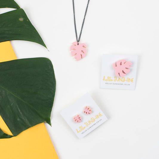 Monstera Oorringen - Roze