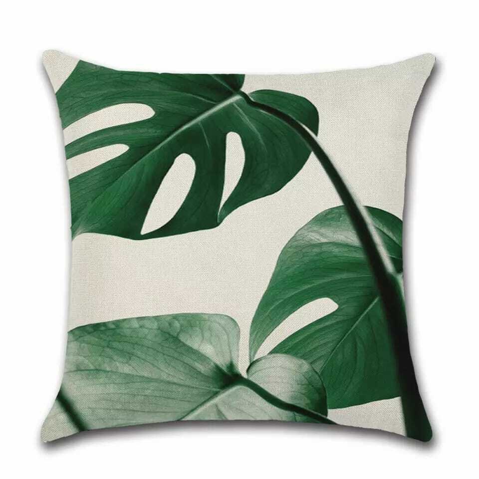 plant print motief kussen kussenhoes kussensloop pillow pillowcase case cover