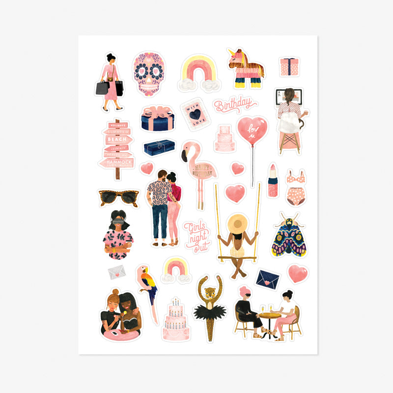 Stickervellen - Pink Green Red