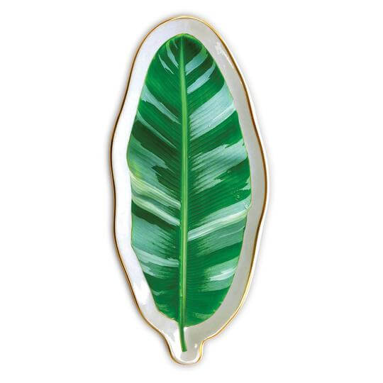 juwelen schoteltje planten bananenblad keramiek
