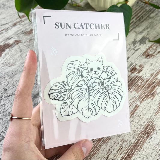 Regenboog Sticker - Monstera met Kat