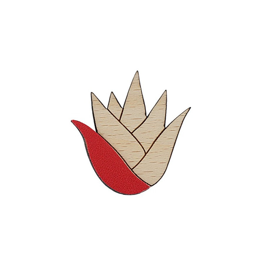 wood pin brooch handmade