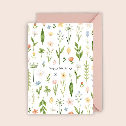 wenskaart wilde bloemen verjaardag