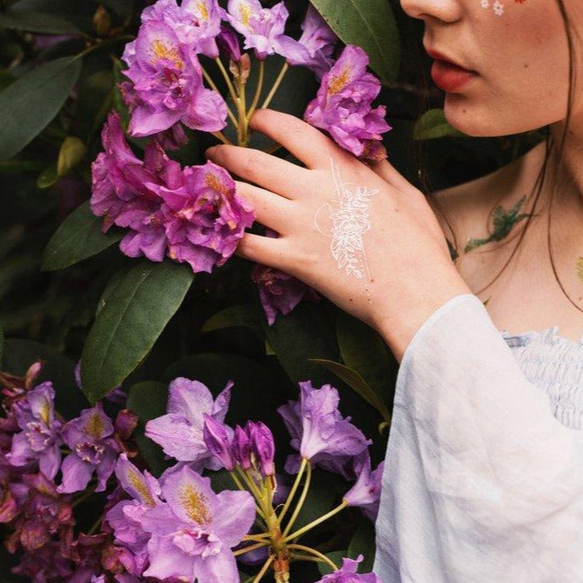 Tattoo - Geometrische Bloemen Wit 2
