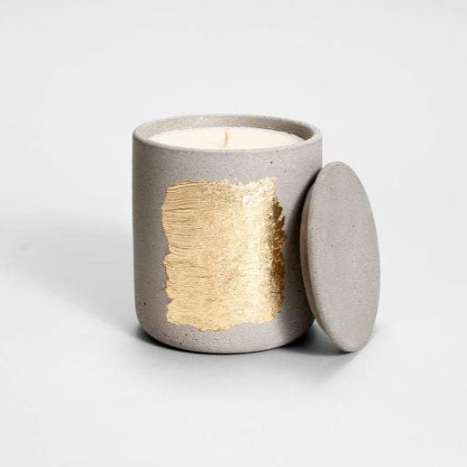 Medio Candle/Pot - Gold & Grey