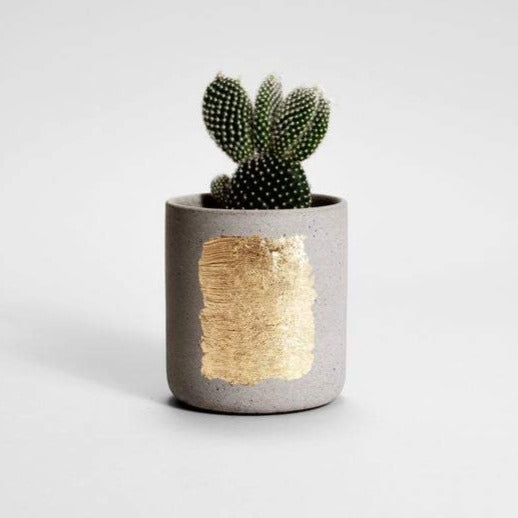 Medio Kaars/Pot - Goud & Grijs